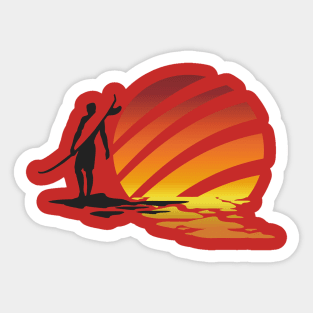 Surfing Sunrise Sticker